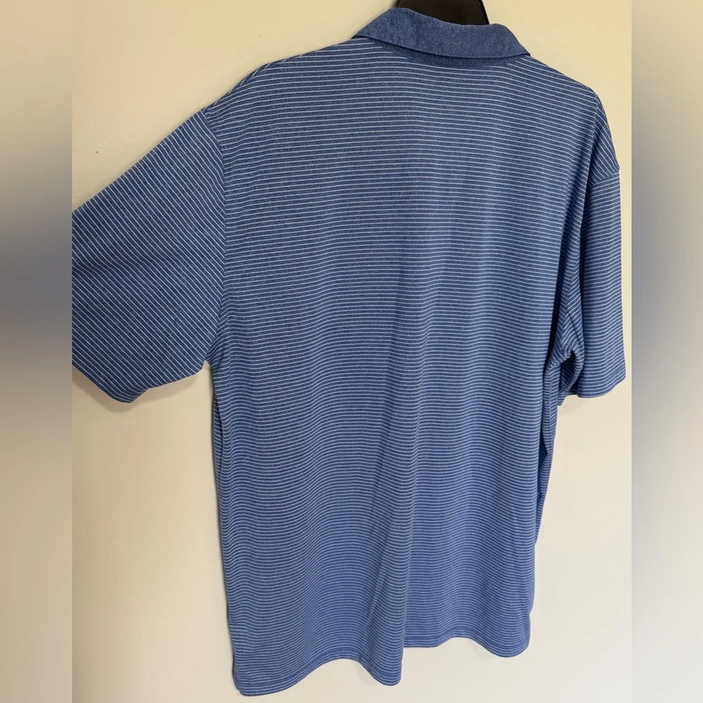 Callaway Blue and White Striped Polo Shirt - Picture 4 of 5